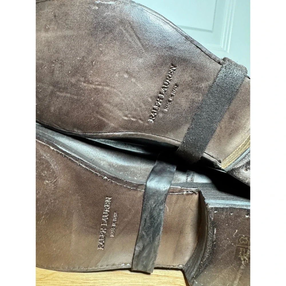Ralph Lauren Purple Label Mens Brown Leather Suede Harness Engineer Boots 11.5D